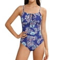 thumbnail image 3 of ibiyuan Toddler Girls One Piece Swimsuit Adjustable Straps Ruched Beach Skirt Bathing Suit Quick-Dry Crossback Girls Swimsuit Size 8 Hawaiian Upf 50+ Swimwear with Padded, 3 of 5