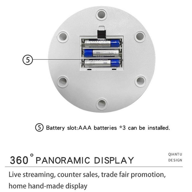 Baohd Electric Rotating Display USB Charging Turntable for Photography Show Stand White