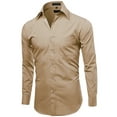 thumbnail image 2 of Men's Classic Fit Long Sleeve Wrinkle Resistant Button Down Premium Dress Shirt (Beige, M), 2 of 4
