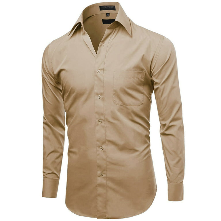 VKWEAR Men's Classic Fit Long Sleeve Dress Shirt