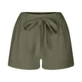 thumbnail image 5 of biudgviw Summer Shorts for Women Casual Boho Front Tie Knot Shorts High Waisted Cotton Linen Comfy Beach Bottoms, 5 of 5