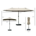 thumbnail image 3 of Patio Shades Outsunny Patio Umbrella 15' Steel Rectangular Outdoor Double Sided Market with base, Sun Protection & Easy Crank for Deck Pool Patio, Coffee,Garden Umbrellas, 3 of 8