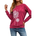 thumbnail image 3 of ZXSXSY Womens Dandelion Sweatshirts Casual Crewneck Pullover Tops Long Sleeve Graphic Tee Shirts, 3 of 9