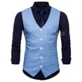 thumbnail image 3 of Mens Single Breasted Business Vest Sleeveless Jacket Summer Waistcoat Slim Fit D, 3 of 25