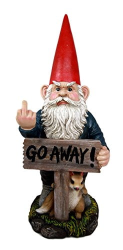 Atlantic Collectibles Rude Garden Greeter "Go Away!" Gnome Dwarf Not Welcome... by Atlantic Collectibles