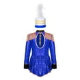 thumbnail image 2 of YONGHS Kids Girls Sequins Circus Ringmaster Jumpsuit Halloween Marching Band Drummer Uniform with Hat Royal Blue B 14, 2 of 7