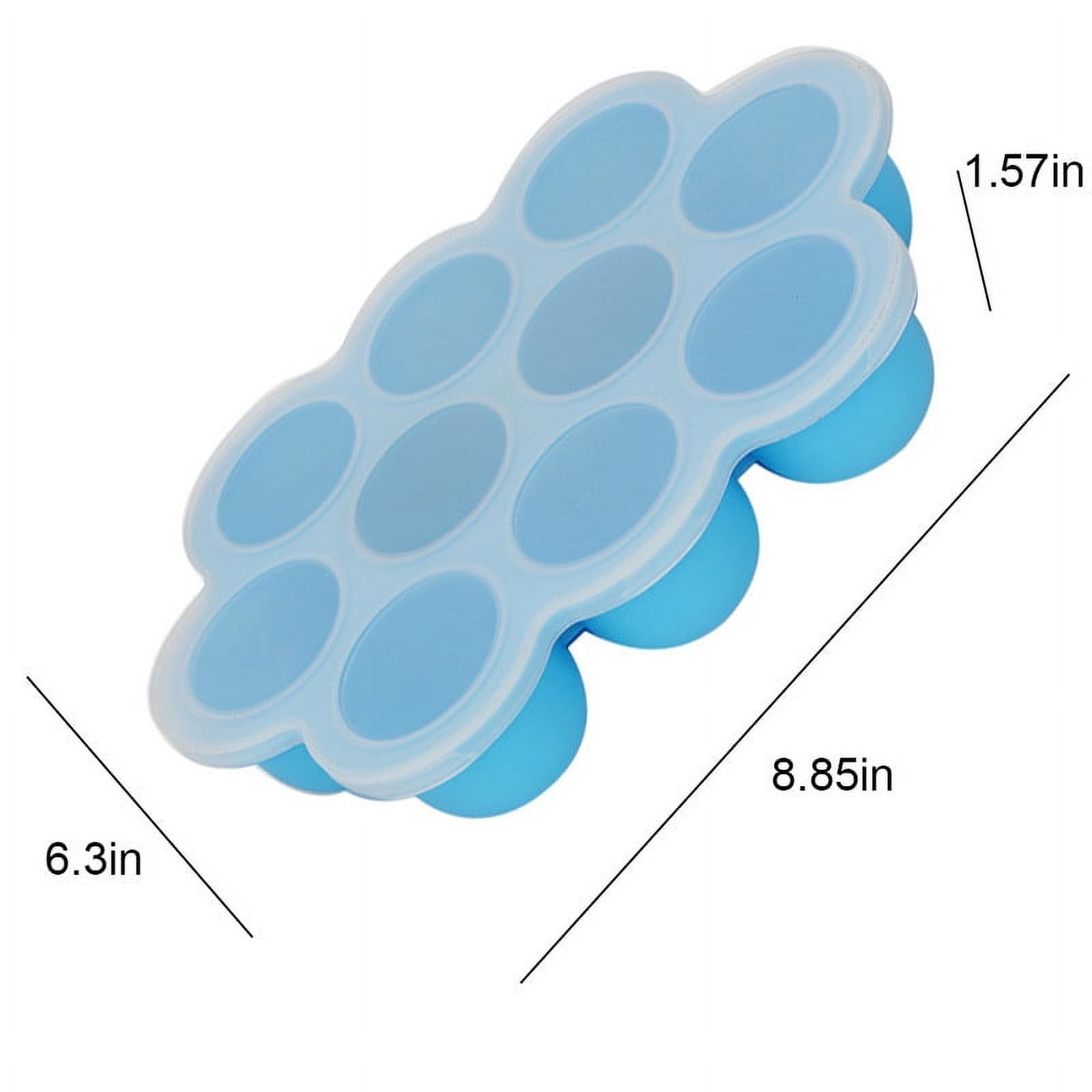 MZHICH Freezer Silicone Tray with Lid Blue for Baby Food Blue