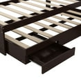thumbnail image 5 of [Luckynote]Twin XL Size Platform Bed with Storage LED Headboard, Charging Station, Twin Size Trundle and 2 Drawers, Dark Brown, 5 of 10