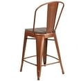 thumbnail image 4 of Flash Furniture Carly 24" High Copper Metal Counter Height Stool with Back and Wood Seat, 4 of 7