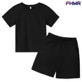 thumbnail image 3 of Conjunto de camiseta de algodón para niños, ropa informal de manga corta para niños y niñas de 2 a 12 años, conjunto de verano de color sólido para bebés, 3 of 5