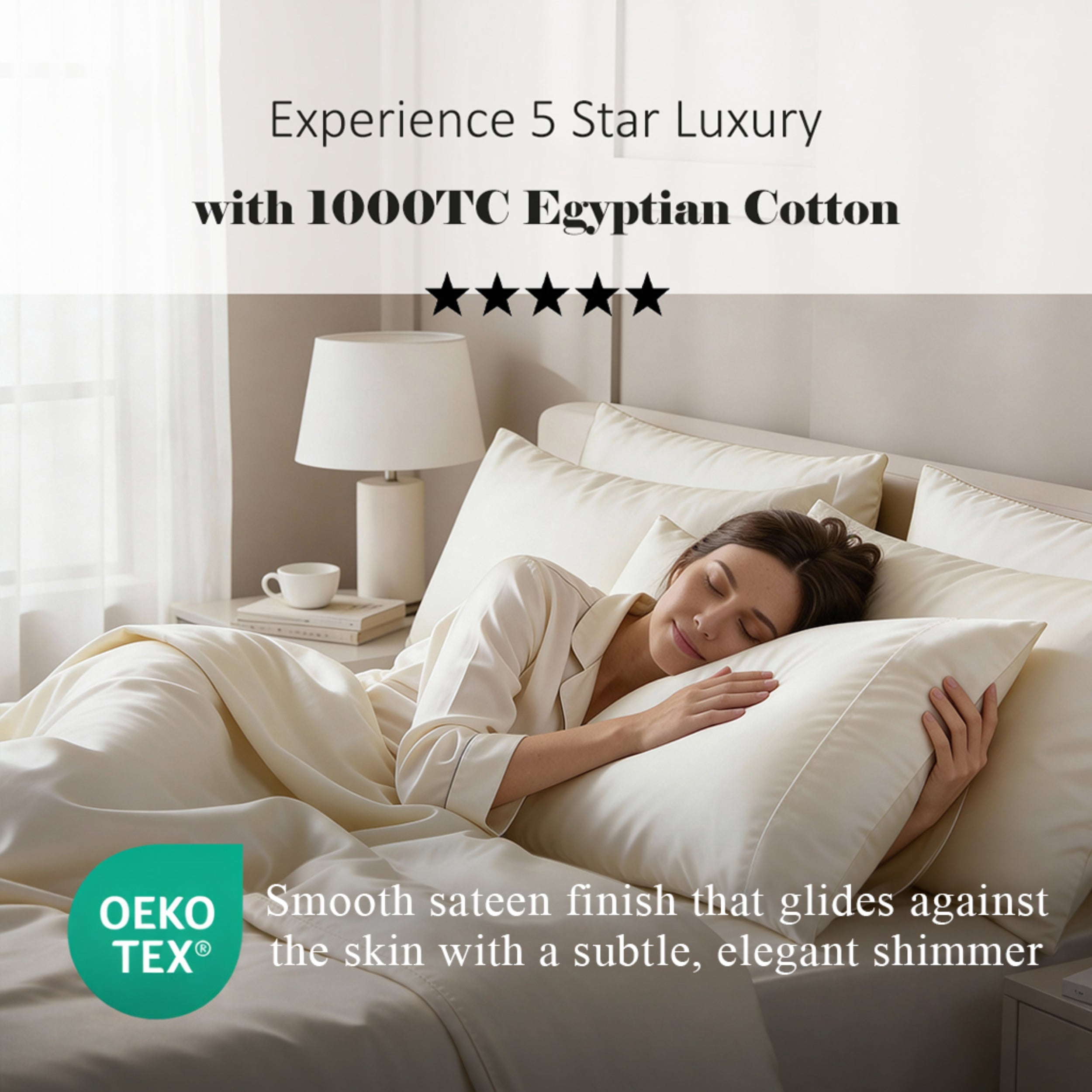 Superior Egyptian Cotton Embroidered 1000 TC Deep Pocket Sheet Set, Full, Ivory