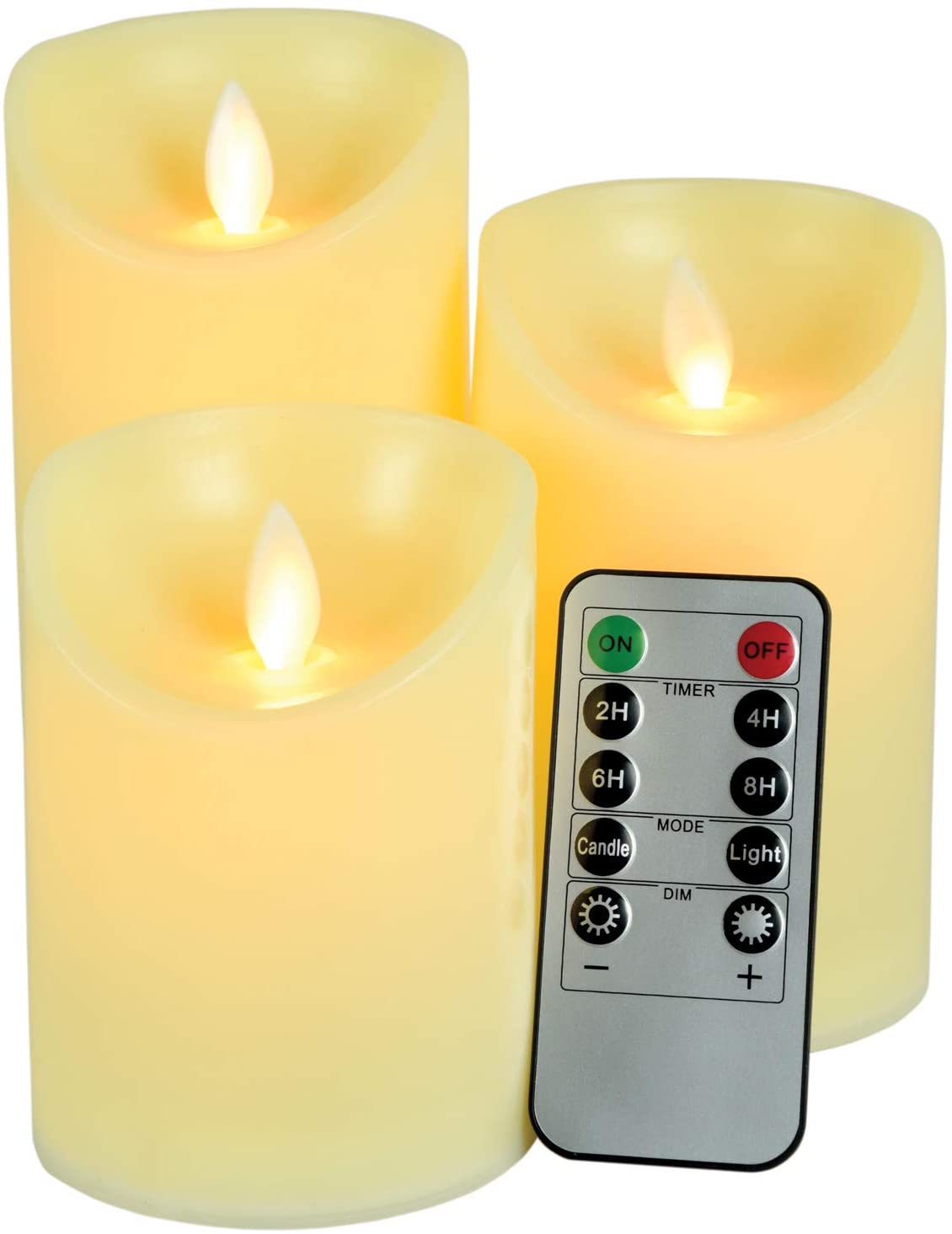 Haobase Set of 3 Flickering Flameless LED Candles, Wax Effect, Dancing