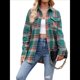 thumbnail image 1 of Camisas Clásicas de Franela A Cuadros con Botones para Mujer, Blusas Informales Extragrandes de Larga para Negocios. Verde Oscuro L, 1 of 10