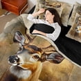 thumbnail image 5 of Homewish 3D Moose Deer Elk Twin Bedding Sets 7-Piece, Rustic Western Animal Bedding Comforter Set, Brown Watercolor Artwork Reversible Sheet Sets, Microfiber Bedroom Decor, 5 of 8