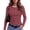 14#Deep Red, variant on Women's Casual Vertical Stripe T Shirt Long Sleeve Crewneck Slim Fit Fitted Pullover Top for Office Weekend Travel and Everyday Styling