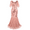 Coral Pink, variant on Women's Evening Dress 1920s Sequin Mermaid Hem Maxi Long Formal Ball Gown, Small