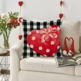 thumbnail image 2 of Valentines Day Pillow Cover 18x18 Inch Black White Buffalo Plaid Checkered Red Love Heart Polka Dot Bowknot Decoration Throw Pillow Covers Holiday Home Decorative Cushion Case for Couch, 2 of 6