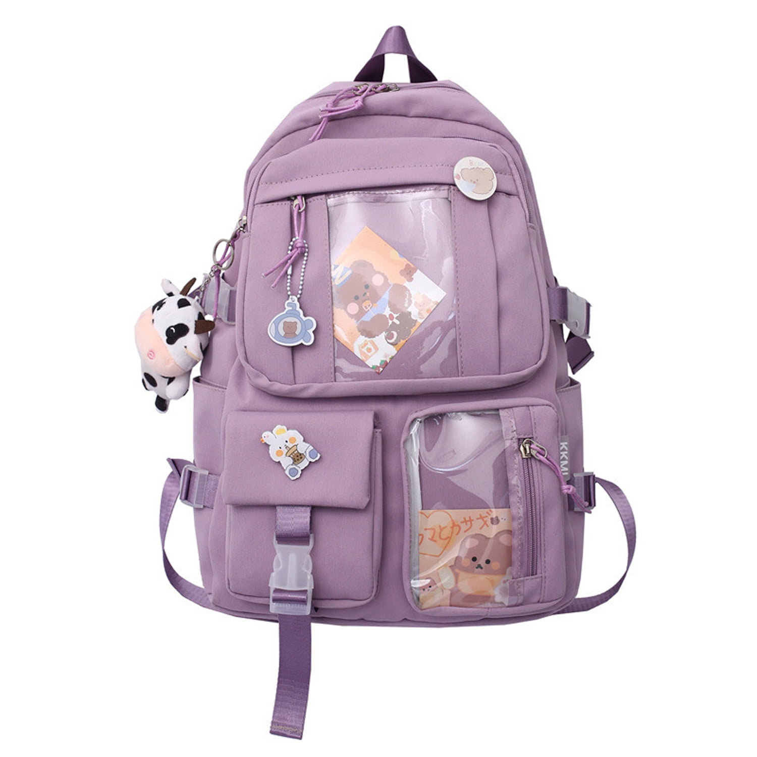 Kawaii Backpack Pink Girls Backpack Starry Rainbow Bookbag Cute Fashion  Backpack Laptop Travel Bag (Pink-16.5in)