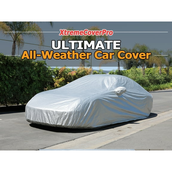 All Weather Car Cover Fits 2017 2018 2019 2020 2021 Toyota PRIUS PRIME , waterproof, uv-proof, easy access zipper, wind-proof, detachable straps Silver