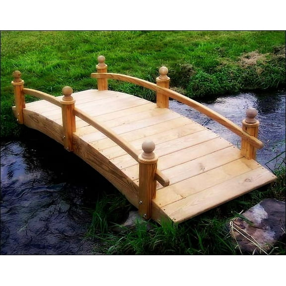 6' Treated Pine Amelia Single Rail Garden Bridge