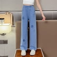 thumbnail image 2 of LIJCC Kids Girls Cute Star Distressed Jeans Elastic Waist Pull On Jeans Baggy Wide Leg Straight Pull on Denim Pants Washed Vintage High Waist Jeans Trousers, 2 of 7