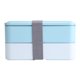 thumbnail image 1 of Fiambrera Bento de plástico de 900mL y 2 capas, contenedor de almacenamiento de alimentos con cuchara y palillos (azul), 1 of 8
