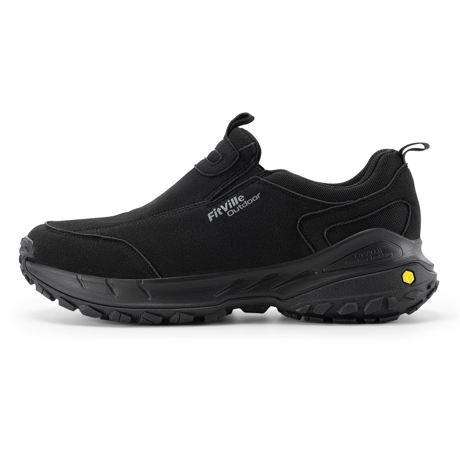 FitVille Wide Mens Slip on Hiking Shoes Trekking Loafer with Arch Support