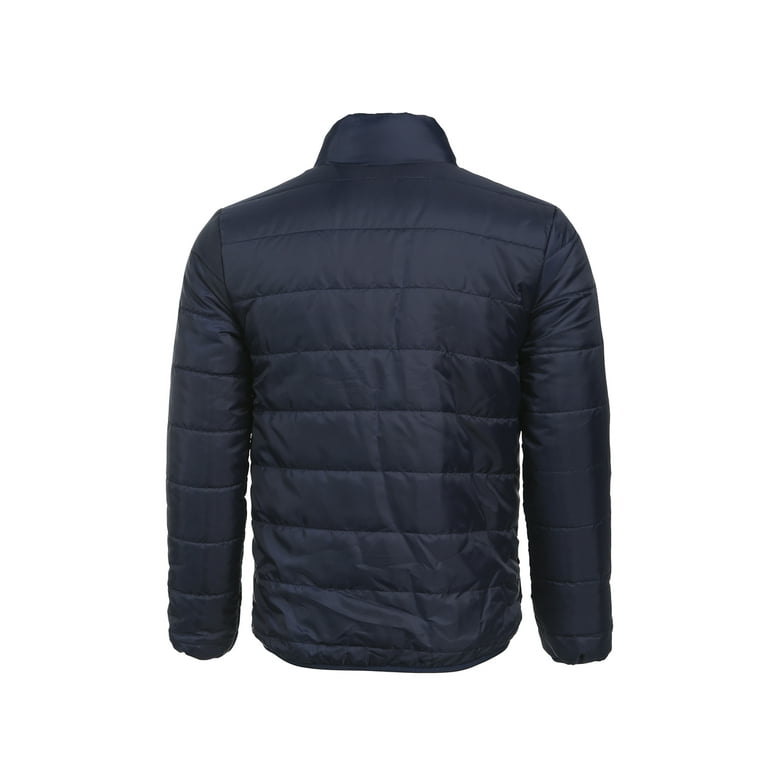 Men' s Winter Puffer Down Coat Long Sleeve Stand Collar Full Zip