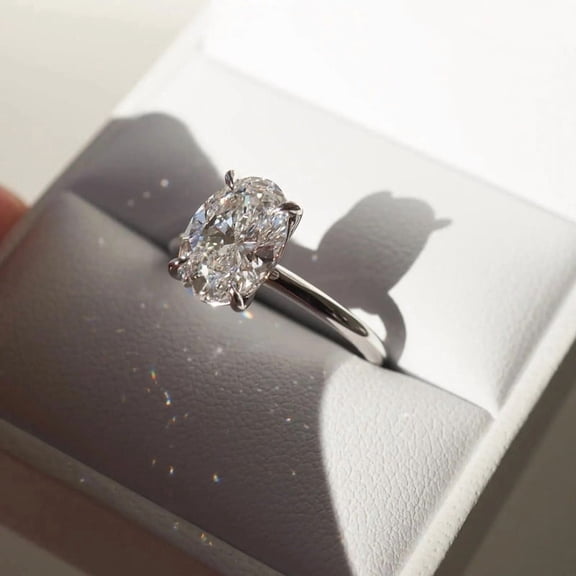 Diiro Oval Cut Solitaire Engagement Ring for Women, 925 Sterling Silver Ring, Moissanite Diamond Ring, 4 Prong Setting, Promise Wedding Ring Gift
