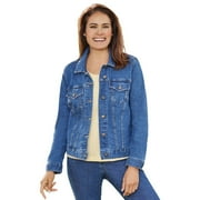 Woman Within Women's Plus Size Stretch Denim Jacket Color: Medium Stonewash Size: 32
