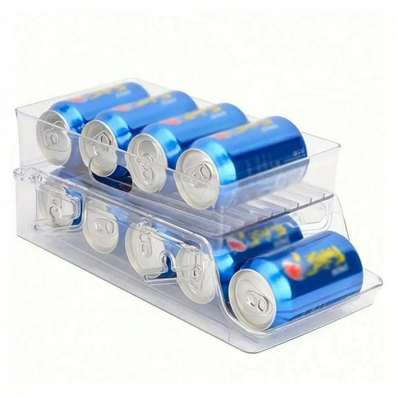 JQDWMDLX Rolling Soda Can Dispenser for Refrigerator, Stackable Drink Organizer for Fridge, Pop Beverage Holders for Pantry, Freezer, Kitchen, Clear Plastic Cup Holder Storage Bins