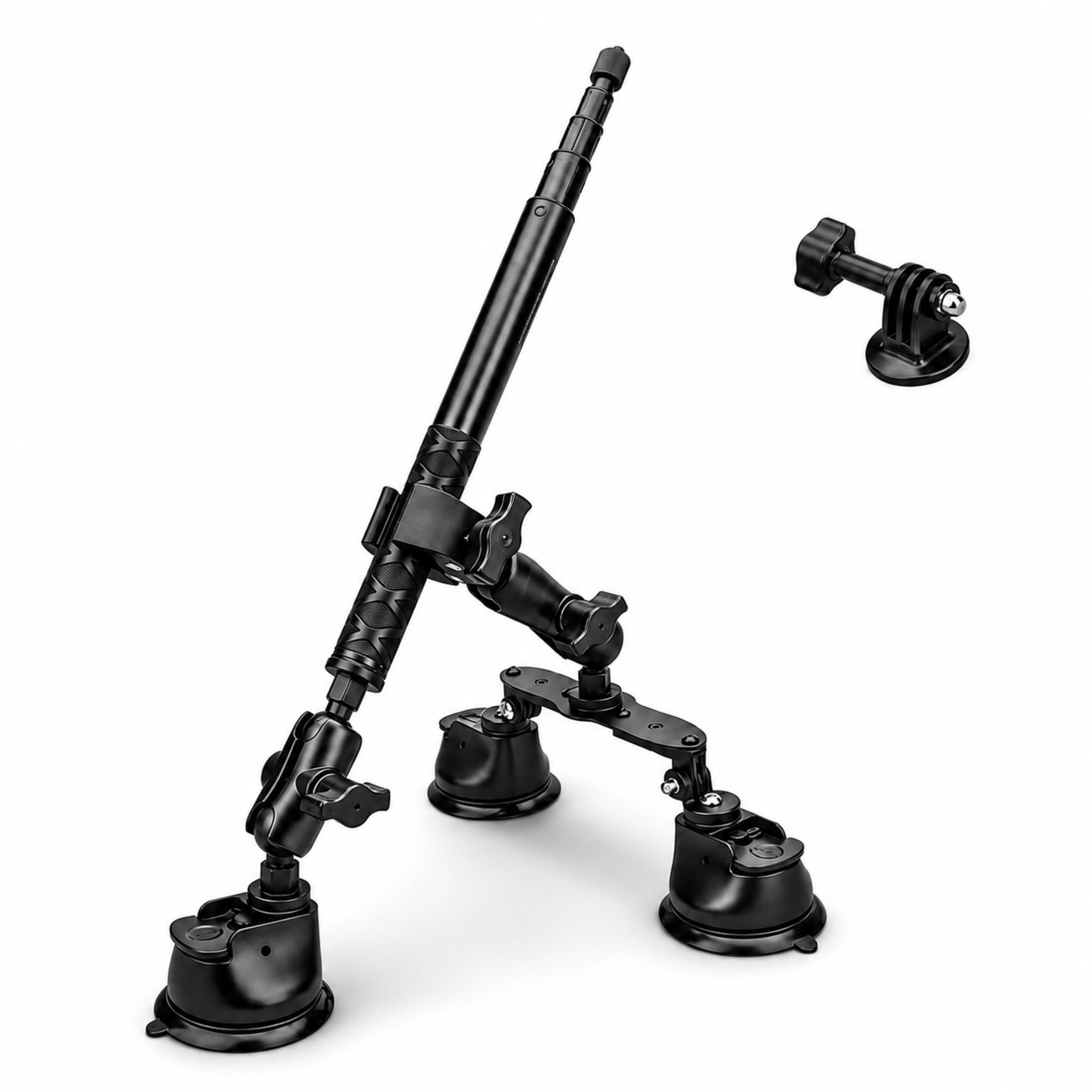 EEEkit Triple Suction Car Mount for Action Cameras, Compatible with Insta360 X5/X4, GoPro and DJI Osmo Action 5 Pro/4, for Car Roof and Window