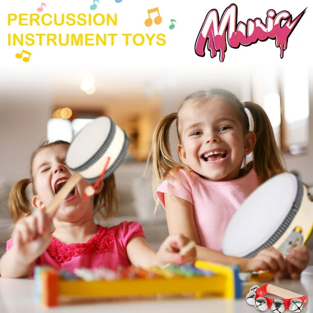 Instrument de Musique Enfant, Percussion Instrument Sac Interactif,  Instruments de Musique Tambour Enfant, Jouets Musicaux Jouet 3 Ans, Bois