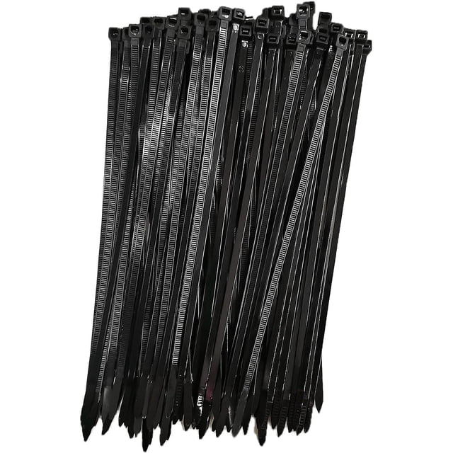 Attache de Câble en Plastique Réutilisable, 250 mm x 7.6 mm, Attaches de Câble Réutilisables, Attaches de Câble en Nylon Rilsan, Attaches de Câble 250mm, Noir, Lot de 100 Pcs