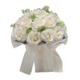 thumbnail image 2 of S SERENABLE Bridal Wedding Bouquets Wedding Accessories Decoration Artificial Roses Flowers Tossing Bouquet for Photo Prop Party Festival Milky white, 2 of 8