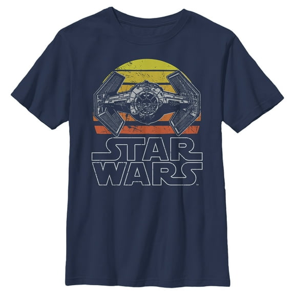 Boy's Star Wars TIE Fighter Retro Graphic Tee Navy Blue Small