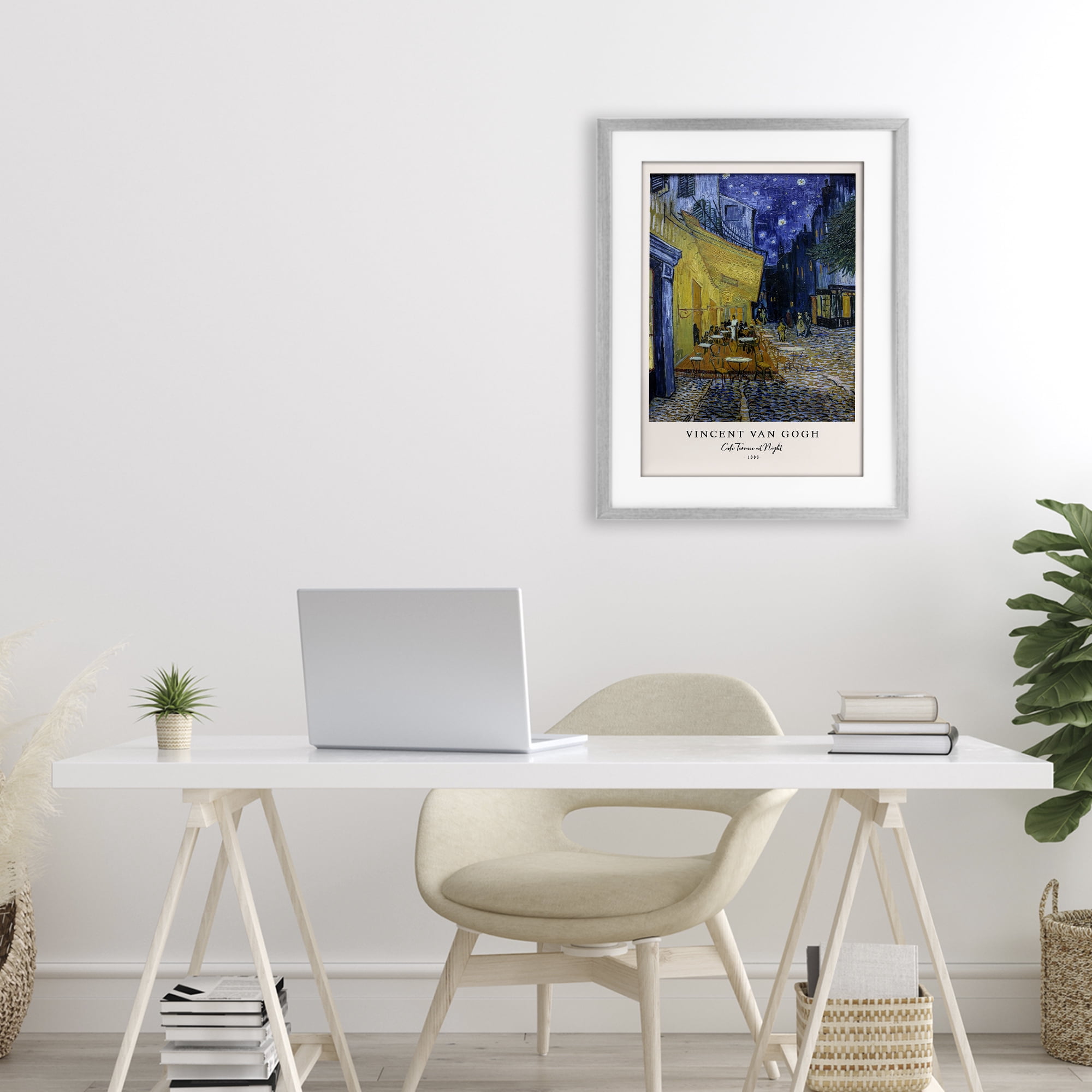 Stupell Industries Classic Cafe Terrace At Night Gray Framed Print Under Glass, design by Vintage Hustle