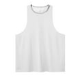 thumbnail image 4 of Sakmal White Womens Tanks Crew Neck White Camisole Workout Solid Gym Mens Sleeveless Shirts, 4 of 4
