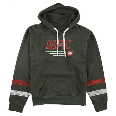 UFC Womens Striped Pullover Hoodie Sweatshirt, Grey, Small