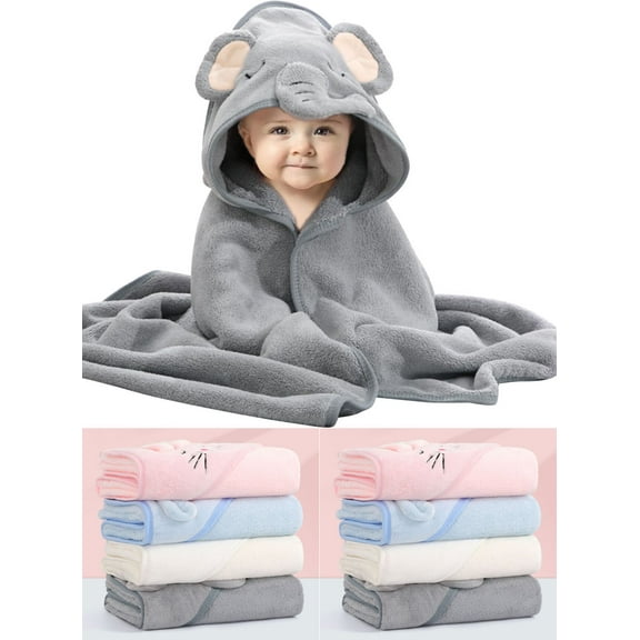 Hooded Baby Bath Towel, Ultra Soft Highly Absorbent Bathrobe Blanket Toddlers Shower Gifts for Boys Girls 31"*31"
