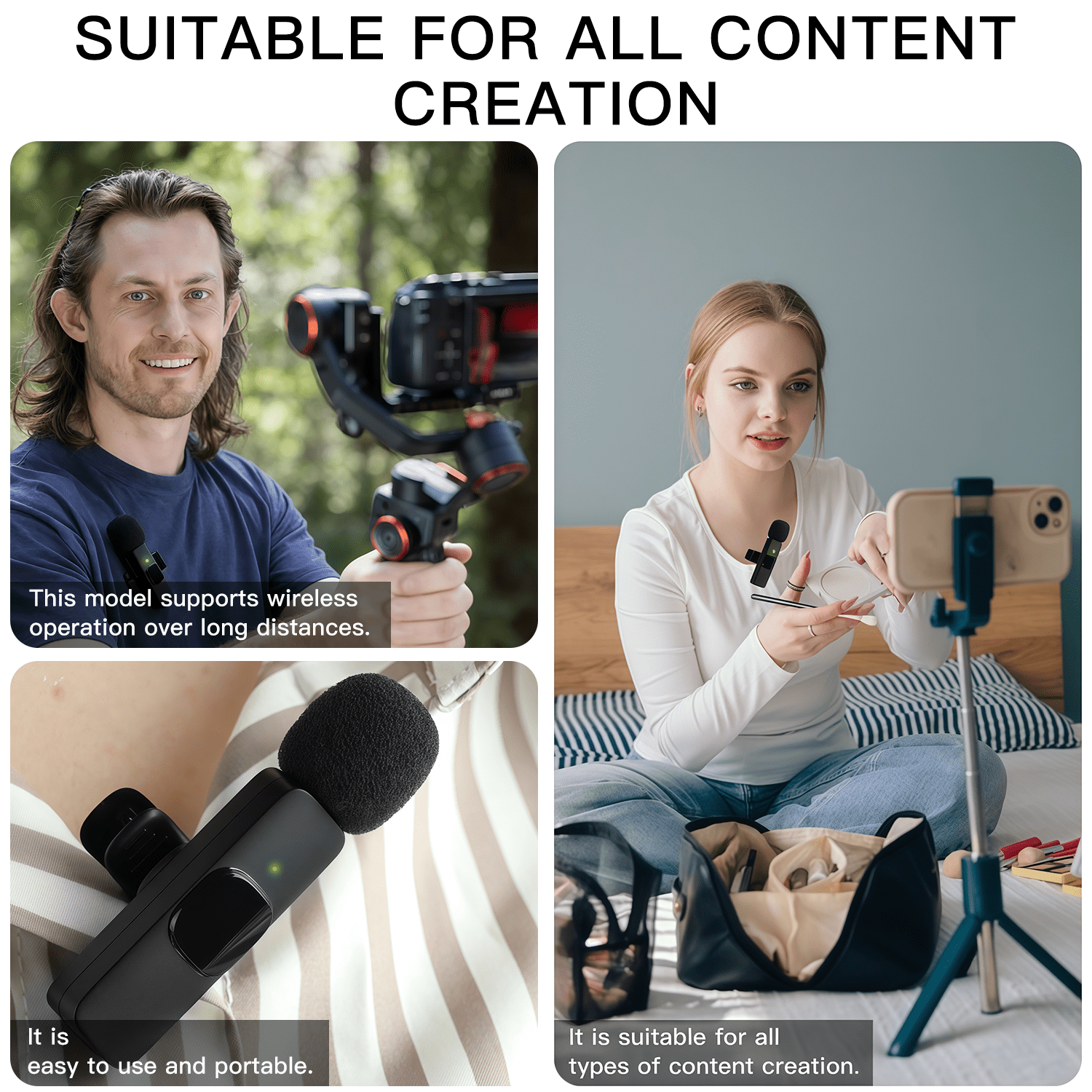 Wireless Lavalier Microphone, Noise Reduction Clip-On Lapel Mic for iPhone iPad Android, Plug & Play Mini Mic for Video Recording Interview Podcast YouTube TikTok Vlog