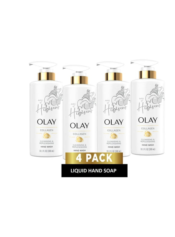 Olay Cleansing & Replenishing Hand Wash With Vitamin B3 + Collagen, 10.1 Fl Oz (Pack Of 4)