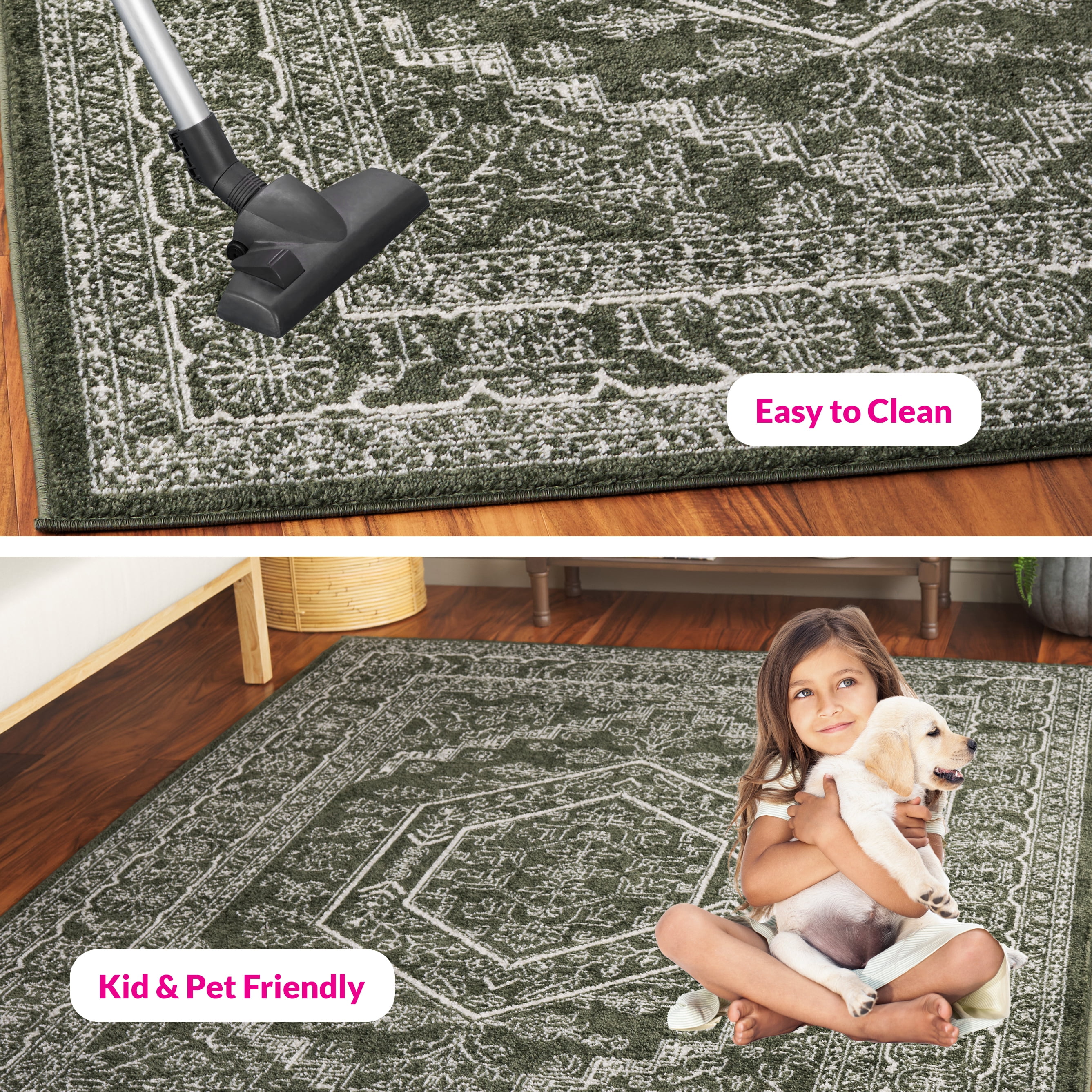 Safavieh Adirondack Xavier Oriental Area Rug, Dark Green/Ivory, 6' x 6' Square