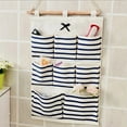 thumbnail image 2 of Tkrady Linen Cotton Fabric 8 Pockets Wall Door Cloth Hanging Storage Bag Home Organizer (Black Stripe), 2 of 4