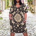 thumbnail image 2 of Colorful Floral Bohemia Summer Sundress for Curve Women Casual Pattern Plus Size V Neck Short Sleeve Loose Fit Oversize Dresses, 2 of 5
