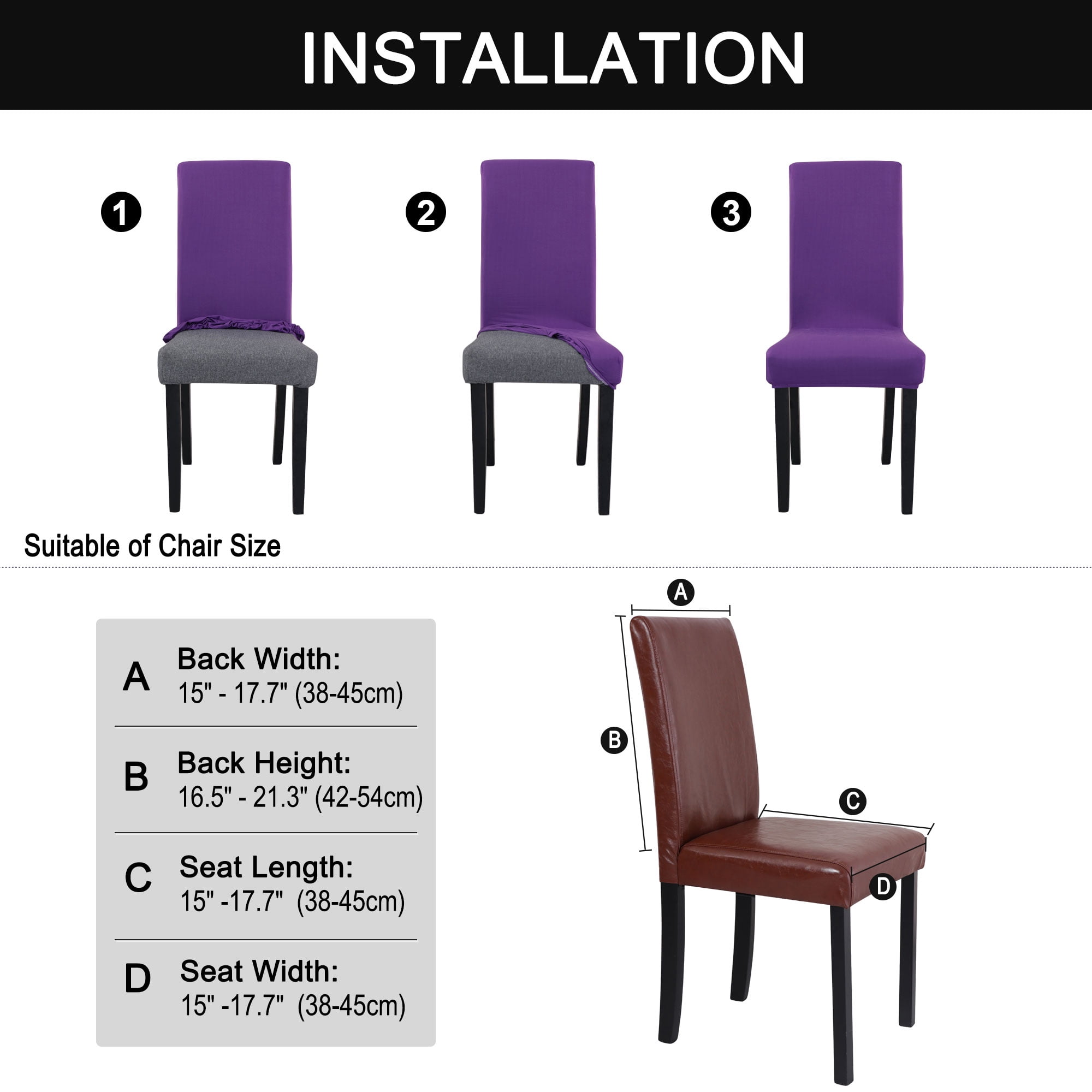 Unique Bargains Spandex Solid  Dining Chair Covers Protector Slipcovers Purple 6 Pcs
