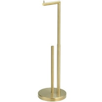 Bathroom Freestanding Toilet Paper Holder Stand with Reserver in Brushed Gold