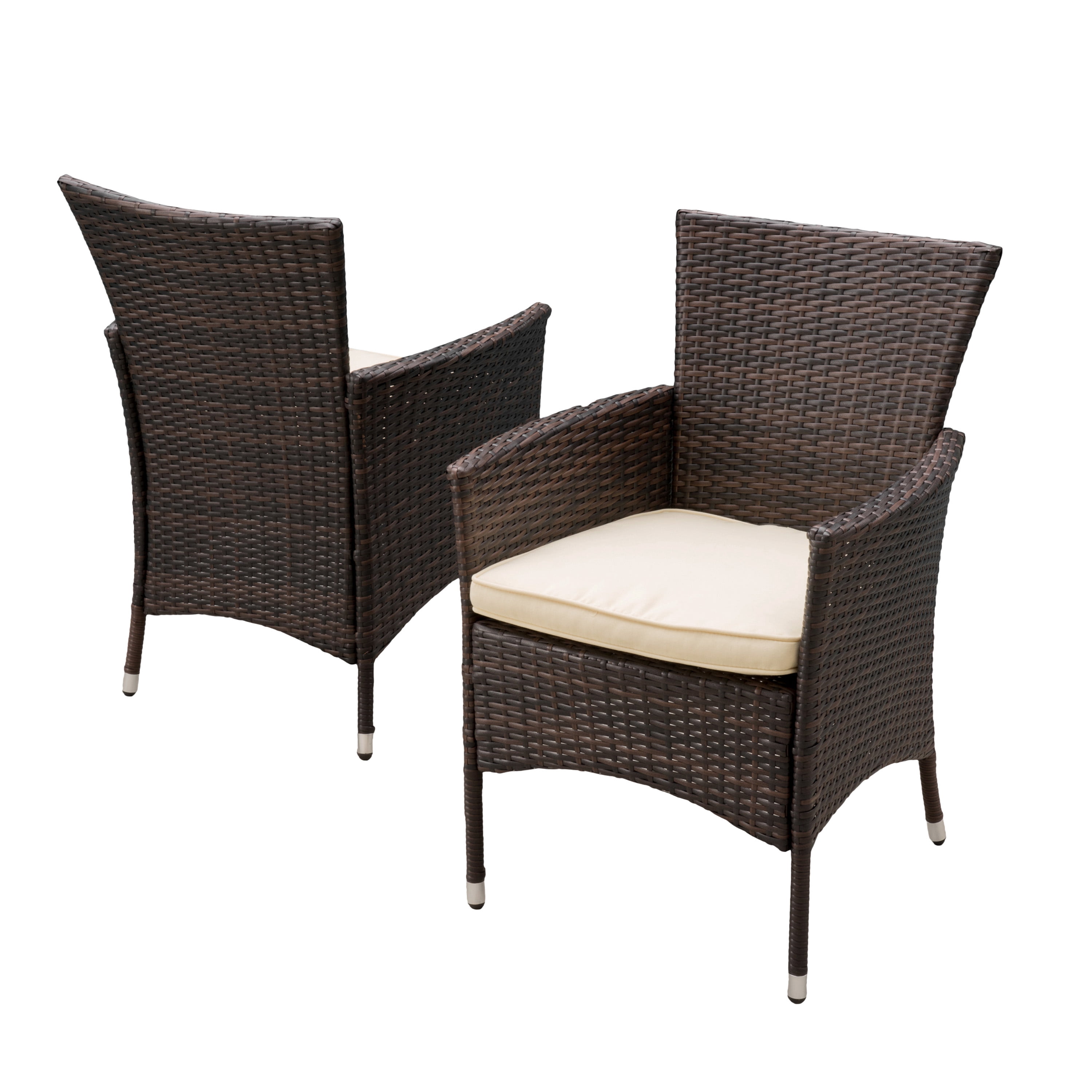 Dining Chairs Set of 2, Outdoor Clementine PE Wicker Patio Dining Chairs for Patio Garden, Multibrown
