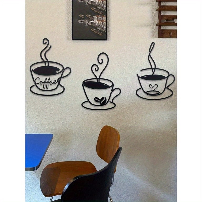 HELLOYOUNG 8.6 Inch 3pcs Rustic Coffee Mug Wall Decor Vintage Metal  Waterproof & Rust-Resistant for Home Cafe Pantry Heart-Adorned Coffee Mug  Markers Sign Decor - Walmart.com