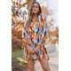 thumbnail image 3 of ABPHQTO Mini vestido de mujer con cuello en V y manga larga con estampado abstracto multicolor en la cintura, 3 of 5